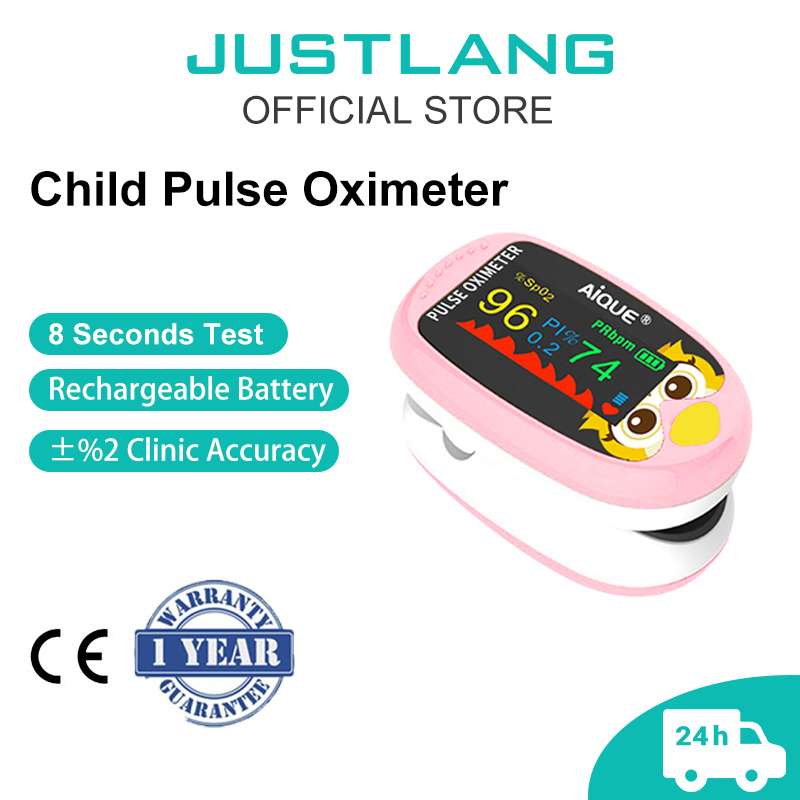 Pulse Oximeter Fingertip Rechargeable - Cyfrowy pulsoksymetr JUSTLANG z motywem kreskówkowym,